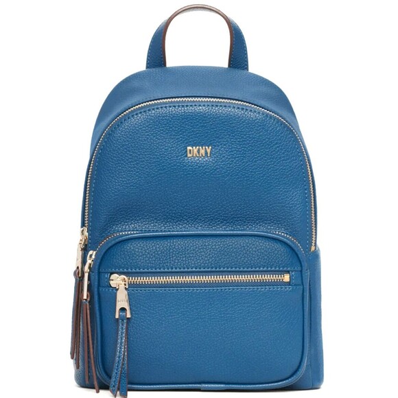 New DKNY Maxine Backpack Leather Light Midnight Blue - Picture 1 of 4